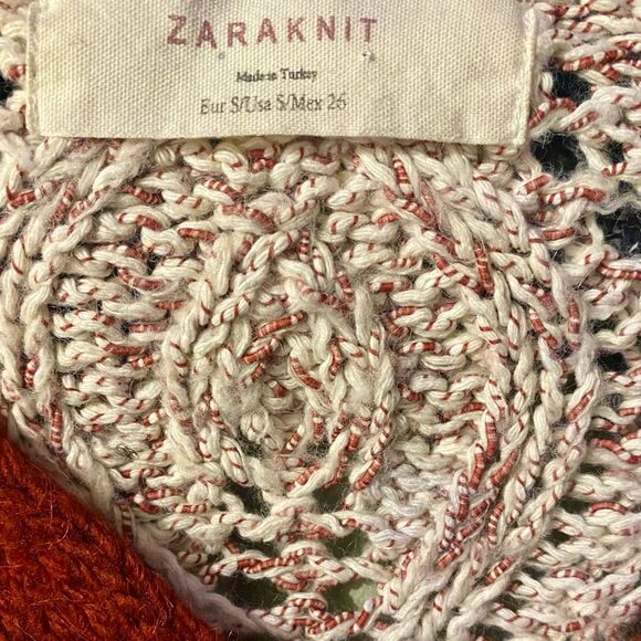 Zara Knit Crochet Back Mohair Wool  blend Burgundy Sweater Small - Picture 4 of 5